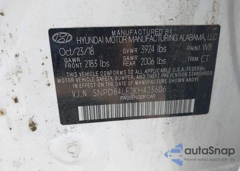 2019 Hyundai Elantra Value Edition from USA, damaged, VIN 5NPD84LF2KH423606